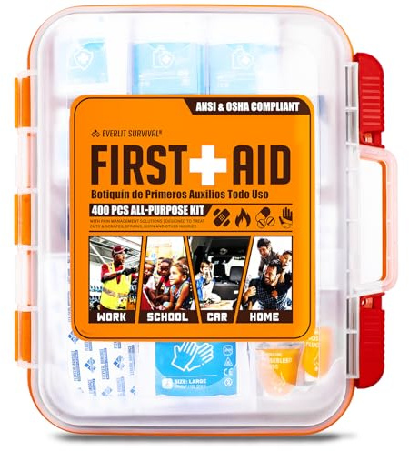 EVERLIT 400 Pcs OSHA Compliant First Aid Kit (Orange)
