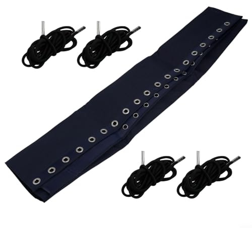 babominimer Ersatz-Stoffkordel-Set für Strandkorb - 160 x 43 cm Nylon-Reparaturtuch mit elastischen Seilen, wasserdichtes UV-beständiges Netz, DIY-Deckchair Fix Set(Marineblau)