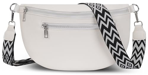 Bauchtasche Damen Umhängetasche Veganes Leder Crossbody Bag Brusttasche | Handtasche Gürteltasche mit Verstellbar Abnehmbar Breiter Gurt