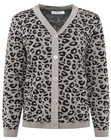 Zwillingsherz Damen Cardigan – Strickjacke mit Animal Print – 100 % Baumwolle – Weiche Strickjacke mit Knopfleiste – Stylischer Look für Frühling, Herbst & Winter – Bequeme Loungewear