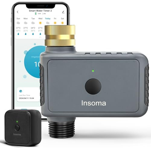 Insoma WiFi-Sprinkler-Timer Mit Messingeinlass, WiFi-Wassertimer für den Garten, Steuerung per App und Sprachbefehl, Intelligente Bewässerungssteuerungen für Rasen, Kompatibel Mit Alexa und Google