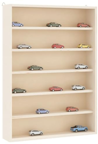 mzdioop Sammlervitrine aus Holz mit 6 Regalen, 40x8,5x55 cm Wandregal, Hängeregal für Wohnzimmer, Schlafzimmer, Esszimmer, Präsentationsschrank
