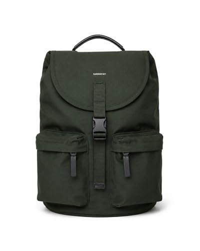 Sandqvist Everyday Backpack 16”, 17.5L, Dark Green, Water-Resistant Laptop Backpack, Recycled Polyester