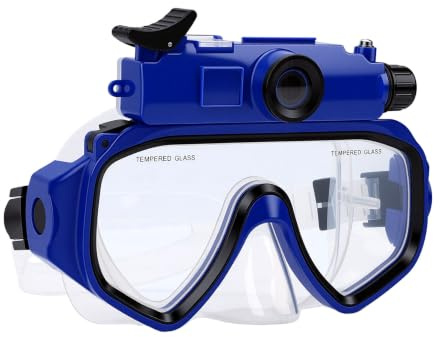 ZAICOLER Gafas de Buceo con Cámara 2k para Entusiastas de Snorkel y Buceo Libre 50mp HD Lente Gran Angular 100° Resistente Al Agua 30M Estabilización Electrónica Conectividad (Blue)