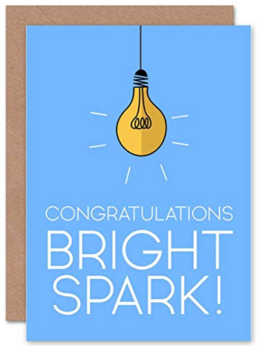 Wee Blue Coo Hell Funken Glühbirne Modern Glückwunschkarte