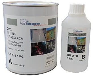 RESINA EPOSSIDICA BICOMPONENTE LUCIDA PER PAVIMENTI - COLORATA LUCIDA - 1 KG - 9/11 MQ (Bianco RAL 9003)