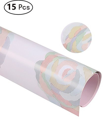 Zhi Jin ATR Gemälde Wasserdicht Geschenkpapier Flower Verpackung Papier Set für Weihnachten Geburtstag 15 Blatt/Pack bunt