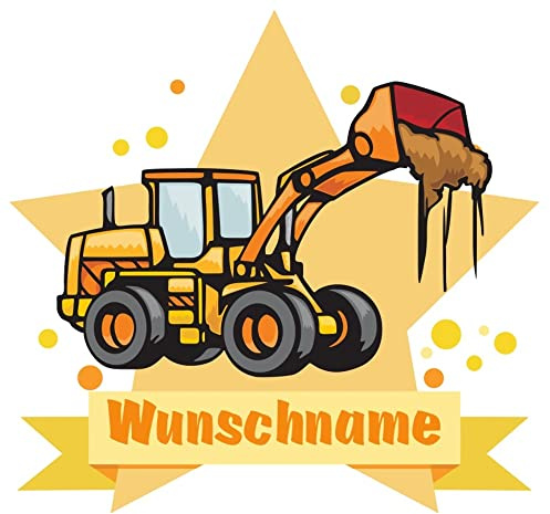 Samunshi® Radlader Aufkleber mit Namen Autoaufkleber Namensaufkleber Kinder - 20x17,5cm mehrfarbig