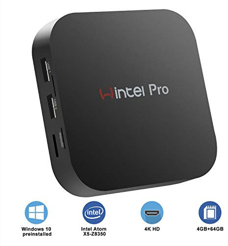 Mini PC W8 Pro Intel x5-Z8350 HD Graphics Fanless Mini Desktop Computer Windows 10 Pro 64-bit,4GB/64GB 4KHD Dual Band WiFi AC/Bluetooth 4.0