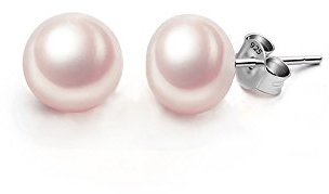 EVER FAITH Boucles d'Oreilles Perle 11mm Rose Pâle Femme Argent 925 Mariage Mariée Raffiné