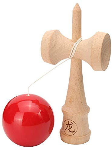 Holz Kendama Spielzeug Profi Solide Geschicklichkeit Jonglierball Kinder Spiel Geschicklichkeitsspielzeug (Rot)