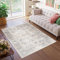 TAPISO Valley Teppich Kurzflor Vintage Hellgrau Blumen Rahmen Orientalisch Used Effekt Meliert Verwischt Wohnzimmer Schlafzimmer ÖKO-TEX 120 x 170 cm
