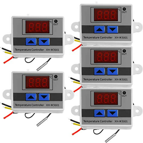 AZDelivery XH-W3001 DC 12V 120W Digital LED Temperature Controller Module, Mini Thermostat Switch Waterproof Sensor Probe, including E-Book! (Pack of 5)