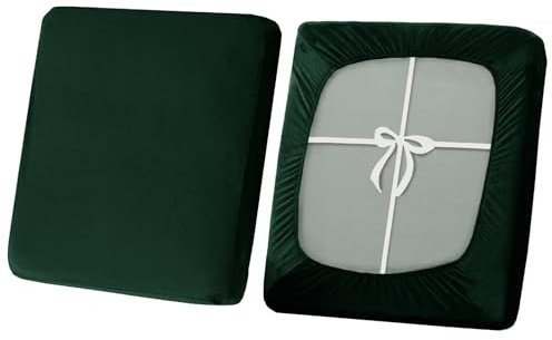 SYLC Sofa Sitzkissenbezug, Stretch Sitzkissenbezug rutschfest Mit Krawatten, Samt Überzüge Für Wohnwagen Polster Sitzbezüge Für Sofa(Dark Green,Großer 2-Sitzer)