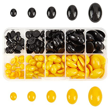 SUPERFINDINGS Über 200pcs 5 Größen Harz Puppennasen Handwerksnasen Ovale Puppennasen Flat Back Cabochon Puppenherstellung Zubehör Für Häkelspielzeug Und Kuscheltiere