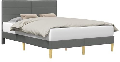 vidaXL Bettrahmen mit Kopfteil Dunkelgrau 120 x 200 cm Stoff, Moderner Bettrahmen für Dein Schlafzimmer, Elegantes rechteckiges Design, schicke Wohnmöbel, stilvolle Schlaflösung, Cooler Akzent