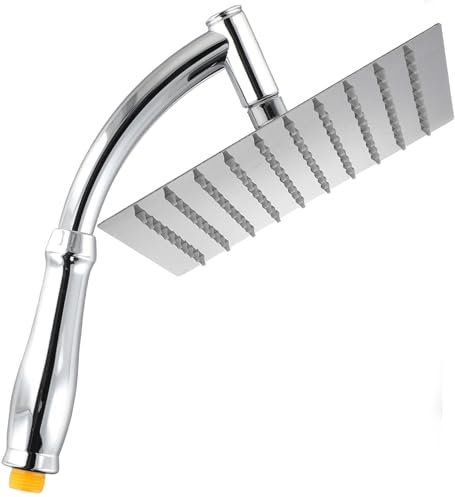 SIEYESCITY Large Powerful Rainfall Shower Head and Handheld Shower Arm - High Pressure Rain Shower Heads with Extension Arm in Chrome - Universal G1/2 Waterfall Showerhead 8 inch Square - 100 Jets