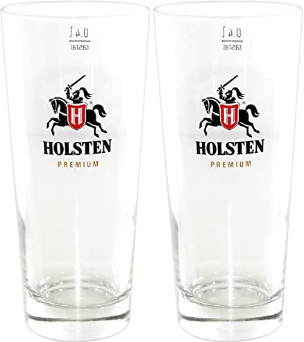 QMBasic 2er SET BIERGLAS für HOLSTEN PREMIUM PILSENER 0,4l | Pils Glas Tumbler Markenbierglas Logo
