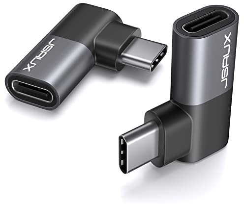 JSAUX 90 Grad USB C Stecker auf USB C Buchse Adapter 2 Stück, 40Gbps Datenübertragung PD 100W USB Typ-C 3.1 Extender kompatibel mit MacBook, ROG Ally, Switch, Steam Deck, iPhone 16/15, Laptop, VR