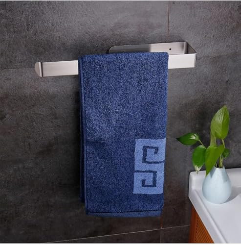 YUET Toalleros de Baño sin Taladro 26cm, Toallero Adhesivo Barra Anilla Acero Inoxidable 304, Fuerte en la Pared Montado con Tornillos Fijos, Accesorios Baño Cocina, Plata