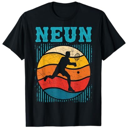 9. Geburtstag Retro Tennis Fan Spieler 9 Jahre Junge T-Shirt