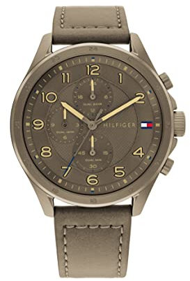 Tommy Hilfiger Multi Zifferblatt Quarz Uhr für Herren mit Khaki/grünes Lederarmband - 1792005