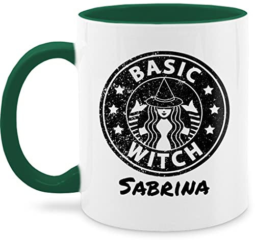 Tasse Tassen 325ml - Halloween - Coffee Witch Basic - Sterntaler Kaffee Hexe mit Wunschname - 325 ml - Dunkelgrün - hexen personalisierte witches haferl witcher name häferl mug cup teetasse