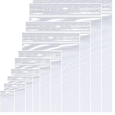 Pack of 100 Ziplock Bags 6 x 8 cm Freezer Bags Reusable Baggies 50 µm Strong DIN A8 with Euro Hole (60 x 80 mm)