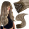 Easyouth Extensions Echthaar Clip Blond Balayage Clip Extension Echthaar Ombre Hellbraun Dunkelbraun Mittelblond Echthaar Clip in Extensions Doppelt Tressen Remy 40 cm 120g 7Pcs #3/8/22