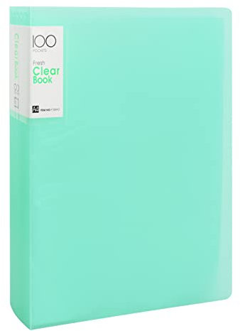 Sichtbuch A4 mit Klarsichthüllen 100 Taschen, A4 Präsentationsmappe, Sichtmappe Präsentationsordner mit Transparenten Hüllen, A4-Präsentationsbuch für Berichte Notenblätter Broschüren (Grün)