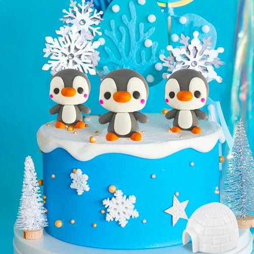 JeVenis Pinguin Geburtstag Tortendeko Pinguin Party Kuchen Deko Polar Themed Geburtstagsparty Dekoration Penguin Birthday Cake