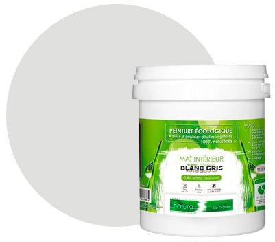 BOX DECO COULEURS Peinture murale naturelle écologique aspect mat intérieur Natura - 1L, Blanc Gris