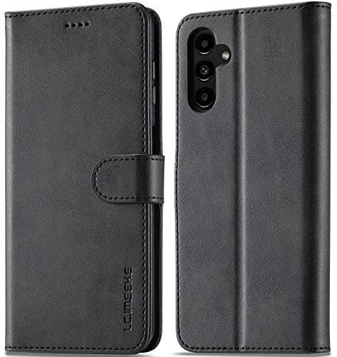 WAURZ Coque pour Samsung Galaxy A14 5G / A14 4G, Etui Coque Clapet Rabat Portefeuille Cuir avec Porte Carte Magnétique Case Housse Protection Flip Cover Étui Coque pour Samsung Galaxy A14 5G/4G,Noir