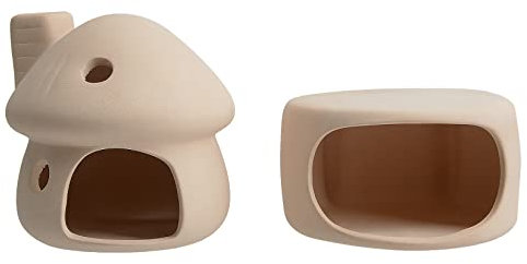 ZYHW Aquarium Decor Keramik Pilzhaus mit Höhle Set Ornament Fisch Tank Landschaft Dekoration für kleine Garnelen für Goldfische zum Ausruhen (Gelb)