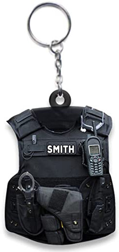 Newwyt Creative-Police-Keychain Ornament Acryl Grafik Neues Geschenk für Männer Rucksäcke Anhänger Schlüsselanhänger Mode Lustige Schlüsselanhänger 6# Acryl