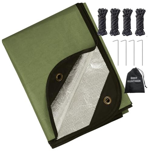 BESTHUNTINER Notfalldecke Rettungsdecke-Multifunktionale Isolierte reflektierend Plane,Thermische Decke 150cmx213cm Wasserdicht für Rettung,Camping,Wandern.