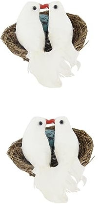 Warmhm 2stücke Künstliche Friedenstaube Mit Vogel-Nest Für Hochzeits Und Festtagsdekoration Simulation Taube Weiß Für Tischdekoration Und