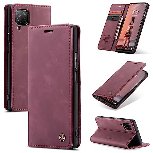 FERLAN Wallet Serie Handyhülle für Huawei P40 Lite Hülle,Leder Klappbar Flip Case Cover 360 Stoßfeste Case für Huawei P40 Lite,Burgund