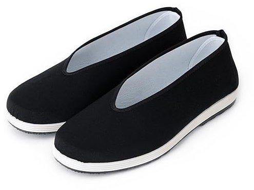 JIMNOO Traditioneller chinesischer Stil for Herren, Kung-Fu-Schuhe, Bruce leer, Tai Chi, Wushu, Schwarze Kampfsportschuhe, Anzug, Sportbekleidung, Belüftung (Color : Black, Size : 44 EU)