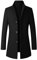 ECDAHICC Cappotto invernale da uomo, slim fit, lungo, cappotto di lana da lavoro, con colletto alto, cappotto invernale da uomo, Nero , M