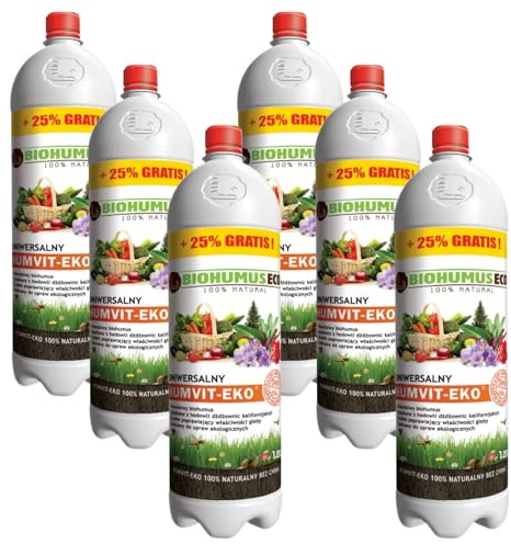Flüssigdünger Biohumus Universal Wurmhumus Natürlich Huminsäuren 6x 1,25L HUMVIT-EKO