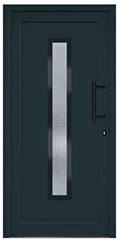 Porte d'entrée anthracite 98 x 200 cm PVC, 3157090