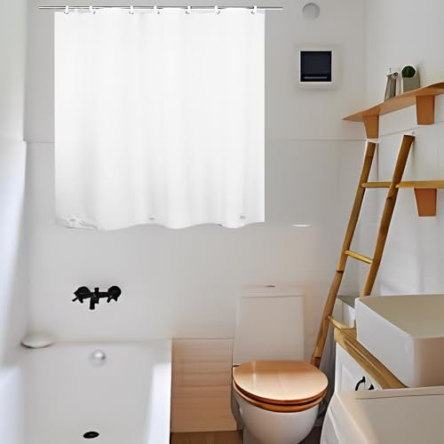ABSENK Tenda da doccia impermeabile per finestra interna della doccia, 101 x 91 cm, in plastica, impermeabile, in vinile resistente, con ganci, colore bianco, 101 x 91 cm