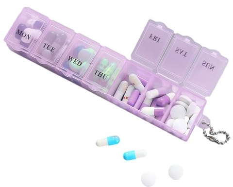 Pillendose Organizer 7 Tage, Tablet Organizer mit Fächern, 7 Tage Tablettenbox, Transparent Organizer Box, Staubdicht Pillen Organizer für Vitamine, Nahrungsergänzungsmittel &