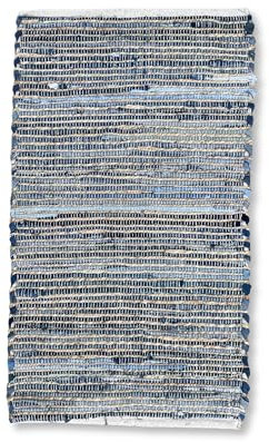 Alfombra Pequeña 50x90 Tonos Azules - Algodón y Yute Reciclado - Hecho a Mano en India