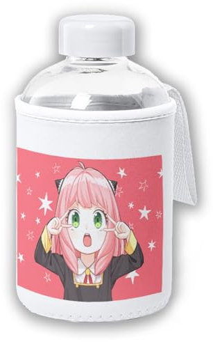 MERCHANDMANIA BIDON CRISTAL CON FUNDA SOFT SHELL spy x family niña anya kawaii cute mona tapon seguridad botella