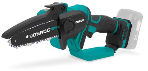 VONROC Mini Motosega 20V, Lama 152mm, Taglio 127mm, Softgrip, Leggera 1.28kg, Cambio Rapido, Sicurezza escl. batteria e caricatore