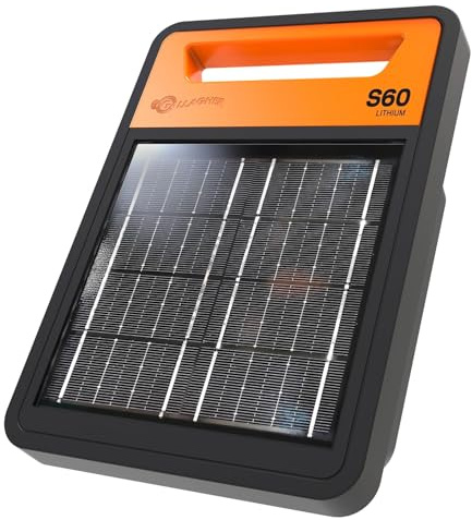 Gallagher Solar-Weidezaungerät S60Li mit Lithium-Akku - Elektrozaun für Pferde, Rinder, Schafe, Rehe & Hirsche, Schweine, Ziegen, Füchse - Geeignet für Weidezäune bis 20 km