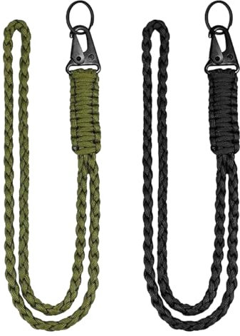 FDJZXW 2 Stück Paracord Schlüsselanhänger mit Metall Ring,Schlüsselband mit Karabiner,Mini Abnehmbare Lanyard Schlüsselband,für Schlüssel Messer Draussen Camping Wandern Rucksack Passen