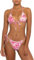 Aretas Bikini da donna a triangolo, costume da bagno in due pezzi, regolabile, sexy, con allacciatura laterale, Motivo stampato rosa, L